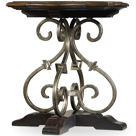 Lamp Table with Wrought Iron Accents